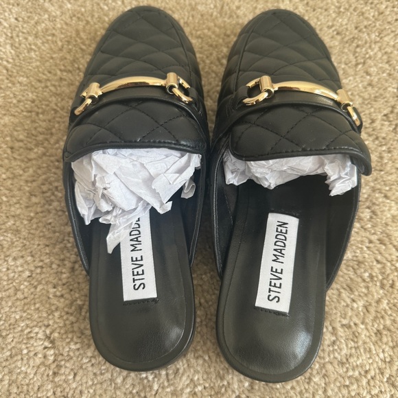 New in Box black quilted slip on flat loafer shoes size 5.5 - Picture 11 of 14